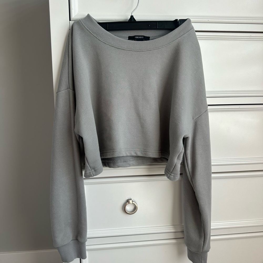 Gray Women's Cropped Sweatshirt
